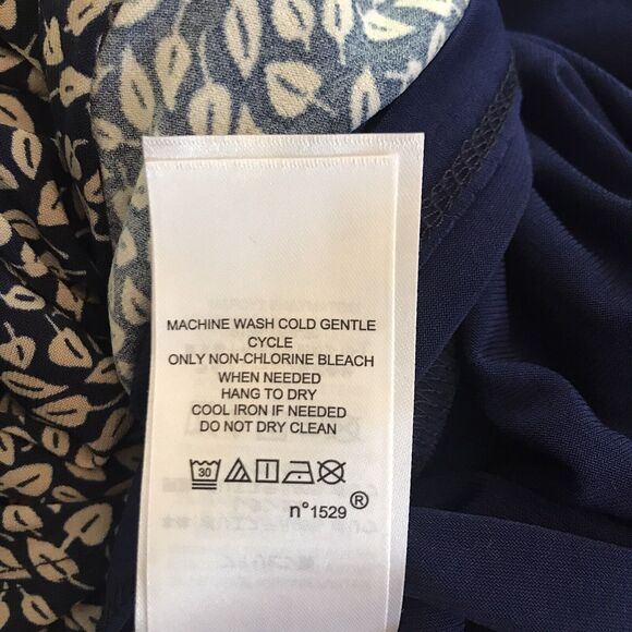 Lauren Ralph Lauren Woman's Short Sleeve Ruched Navy and Beige Dress Size 2 - Picture 9 of 9